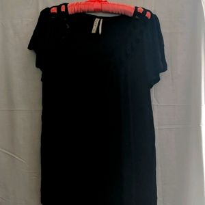 Black rayon knit blouse